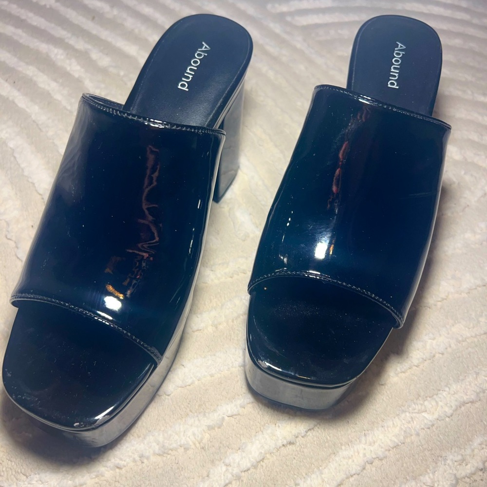 Abound Paulla Platform Heeled Slide Sandal black sz10